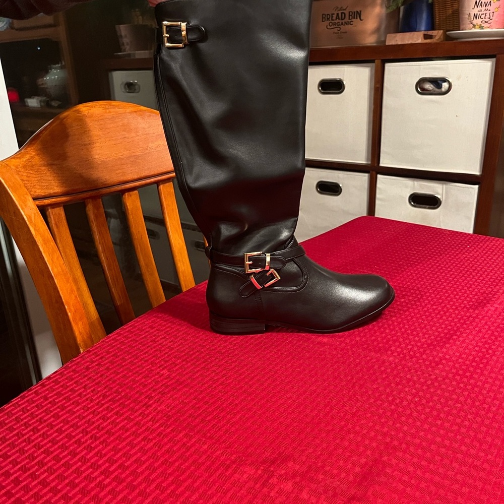 Black Boots with Buckle Detail. New with Tags.